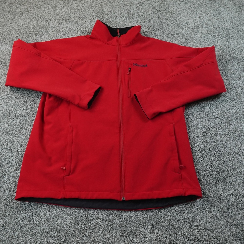 Marmot Jacket Mens 2XL Red Softshell Full Zip Fleece Lined Outdoor Hiking Coat